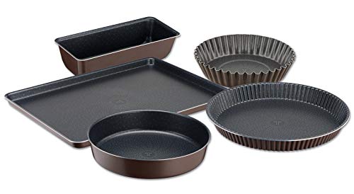 Tefal Perfectbake Set 5 Kuchenformen, 30 cm, 24 cm, 28 cm, 4 Quadrate 26 cm, Backblech, 38 x 28 cm, Antihaftbeschichtung, Aluminium, 100% recycelt, leichtes Herauslösen YY4220FA von Tefal