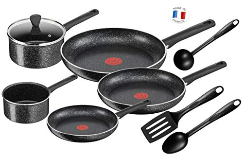 Tefal c2649202 roh-Set 9-teilig gesprenkelt für alle Herde, Induktion, Aluminium, Schwarz, 59 x 39 x 28 cm von Tefal