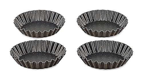 Tefal J1608102 Success Set aus 4 Alu-Tarte-Backförmchen, Schwarz, 11 x 9 x 2,5 cm von Tefal