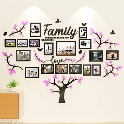 Wandtattoo Baum Stammbaum Wandtattoo Wohnzimmer - 3D DIY Wandsticker Wall Stickers Wanddeko Deko Wandtattoo Baum für Wohnzimmer Schlafzimmer Bilderrahmen 15x20 10x15 Fotowand(Lila 146 * 207cm) von Tefengmaoyi