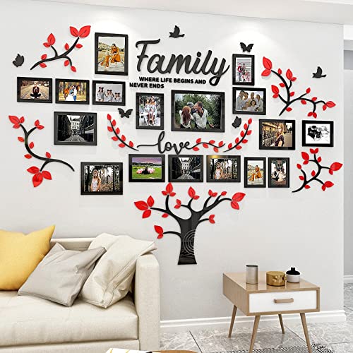 Wandtattoo Baum Stammbaum Wandtattoo Wohnzimmer - 3D DIY Wandsticker Wall Stickers Wanddeko Deko Wandtattoo Baum für Wohnzimmer Schlafzimmer Bilderrahmen 15x20 10x15 Fotowand(Rot 146 * 207cm) von Tefengmaoyi