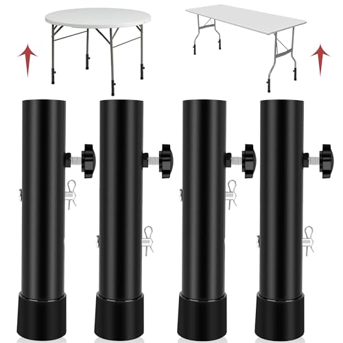 4 Stück Tischbeinverlängerungen, Möbelbeine, Stuhlbeinverlängerungen, verstellbare Höhe von 9,2 cm / 13,3 cm, Tischbeinerhöhung zum Biegen / Gerade (schwarz) von Tefola