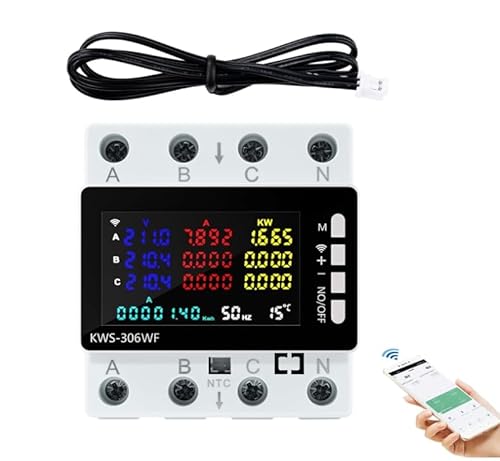 Stromzähler 3 phasen, wlan smartmeter stromzähler, Wlan Digitaler Stromzähler, 80A 220V AC smart meter, Schutz vor Stromausfall, Übertemperatur Unterspannung Überstrom Überleistung usw. von Tefola