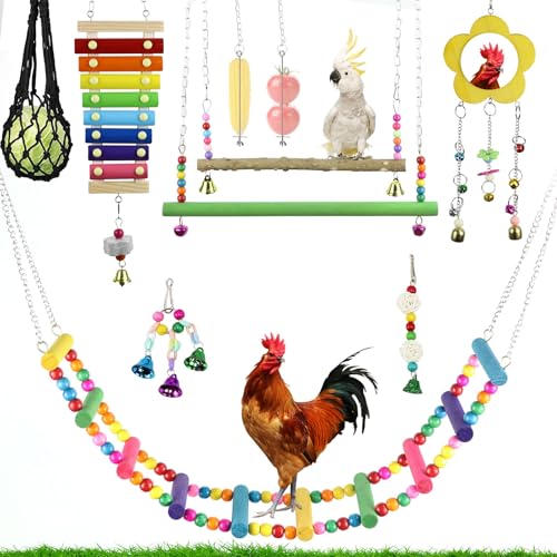 Tefola 10 Stück Hühnerspielzeug für Stall Zubehör, Hühnerschaukel Spielzeug Hühnerstall Schaukel Flexible Leiter String Tasche Gemüsespieß String Feeder für Hühner Papagei Vogel Tefola 10 Stück Hühnerspielzeug für Stall Zubehör, Hühnerschaukel Spielzeug Hühnerstall Schaukel Flexible Leiter String Tasche Gemüsespieß String Feeder für Hühner Papagei Vogel von Tefola