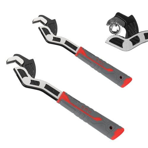 Tefola 2 Stück Rollgabelschlüssel + Rohrzange (Franzose) - Selbstjustierender Schraubenschlüssel Set mit Schnellgriff für Auto, Haushalt, Industrie | Maulschlüssel, Engländer, Wasserpumpenzange von Tefola