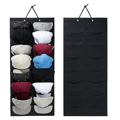 Tefola Baseball Kappen Halterung,Doppelte Reihe Faltbar Cap Halterung Wand mit 16 Taschen,Baseball Kappenhalter Organizer Aufbewahrung für Schrank,Schlafzimmer, Eingangsmauer, Wand von Tefola