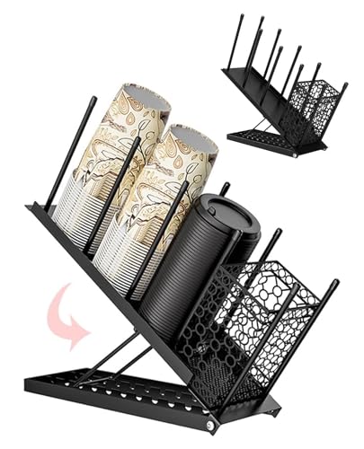 Tefola Metall Becher-und Deckelhalter, 4 Fächer Kaffeetassenspender, Paper Cup Holder Coffee Bar Organizer, Papierbecher-Spender, Aufbewahrungshalter für Zuhause, Büro, Café, Restaurant, Lounge Tefola Metall Becher-und Deckelhalter, 4 Fächer Kaffeetassenspender, Paper Cup Holder Coffee Bar Organizer, Papierbecher-Spender, Aufbewahrungshalter für Zuhause, Büro, Café, Restaurant, Lounge von Tefola