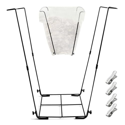 Tefola Müllsackständer, schwarzes Metall, großes Fassungsvermögen, tragbarer Müllbeutelhalter, wiederverwendbarer Mülltonnenständer für Gärten, Büros, Campingplätze, Picknicks, Grillabende und Partys von Tefola