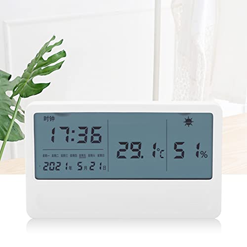 Thermometer-Hygrometer, elektronisches wiederaufladbares USB-Testgerät für den Innenbereich, digitaler Innen-Luftfeuchtigkeitssensor mit Zeit für Zuhause von Tefola