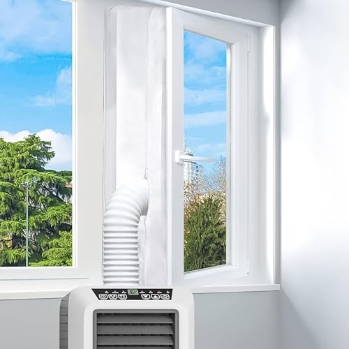 Tragbare Fenster-Klimaanlage, isolierte Fensterabdeckung, Klimaanlage, für mobile Wechselstrom- und Trockner-Fenster, blockiert heiße Luft, Doppelreißverschluss, einfach zu installieren (400 cm) von Tefola