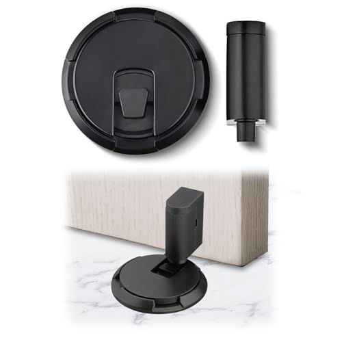 Türstopper Boden, Türfeststeller, Selbstklebend Schwer Türhalter, Tür Stopper ohne Bohren, Höhenverstellbarer Türpuffer,Wandschutz Türfeststeller,Verstellbarer Türschlossstopper (Schwarz) von Tefola