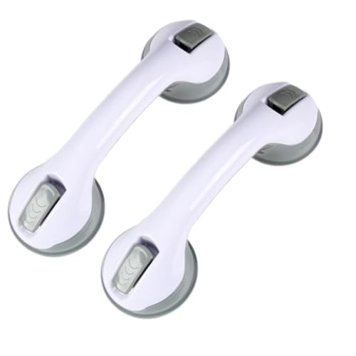 Haltegriffe für Badewannen und Duschen, 2er-Set, 30,5 cm, starker Saugnapf, Duschhaltegriffe, Sicherheitsgriffe, ideal für Senioren, Badeunterstützung und Duschstuhlunterstützung (Grau) von Tefrine