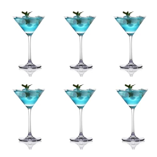 Tefrine Klassisches Martini-Glas-Set, mundgeblasen, 105 ml, Kristall-Cocktailgläser, perfekt für kosmopolitische Gimlets, Zuhause, Bar, Party, 6-teilig von Tefrine