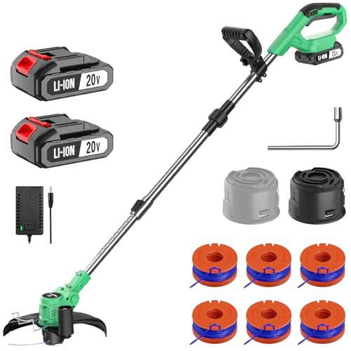 20V Lithium Battery Portable Electric Lawn Trimmer, with 6 Haystacking Rope, Specially Designed for Home Courtyards and Garden Lawns, Easily Completes Lawn Edge and Weed Trimming von Tegatok