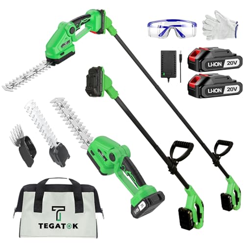 3-in-1 Multifunctional Electric Cordless Hedge Trimmer with A Handheld Extendable Pole, Safety Goggles, Storage Bag and Two Types of Replaceable Blades, Suitable for Tall Hedges, Shrubs 3-in-1 Multifunctional Electric Cordless Hedge Trimmer with A Handheld Extendable Pole, Safety Goggles, Storage Bag and Two Types of Replaceable Blades, Suitable for Tall Hedges, Shrubs von Tegatok