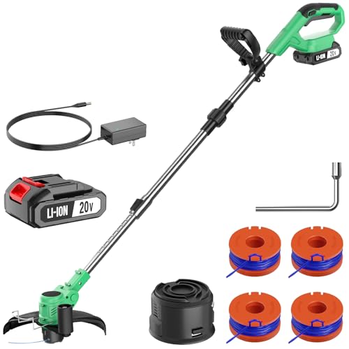Akku Rasentrimmer,Elektro Rasentrimmer mit 1 X 2.0Ah Akkus und Ladegerätn,Schnittbreite 300mm Freischneider mit TIPP-Automatik Fadennachführung 6 Fadenspulen,Trimmer Gartenkantenfräser für Garten, Hof Akku Rasentrimmer,Elektro Rasentrimmer mit 1 X 2.0Ah Akkus und Ladegerätn,Schnittbreite 300mm Freischneider mit TIPP-Automatik Fadennachführung 6 Fadenspulen,Trimmer Gartenkantenfräser für Garten, Hof von Tegatok