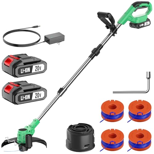 Akku Rasentrimmer,Elektro Rasentrimmer mit 2 X 2.0Ah Akkus und Ladegerätn,Schnittbreite 300mm Freischneider mit TIPP-Automatik Fadennachführung 6 Fadenspulen,Trimmer Gartenkantenfräser für Garten, Hof Akku Rasentrimmer,Elektro Rasentrimmer mit 2 X 2.0Ah Akkus und Ladegerätn,Schnittbreite 300mm Freischneider mit TIPP-Automatik Fadennachführung 6 Fadenspulen,Trimmer Gartenkantenfräser für Garten, Hof von Tegatok