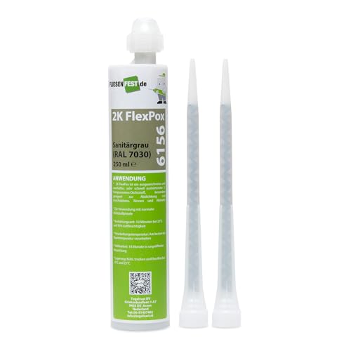 Fliesenfest 6156 Zweikomponenten-Flexpox-Epoxid-Dichtstoff 250ml Sanitärgrau RAL7030 Schimmelresistent Flexibel Abdichtung Fliesenfest 6156 Zweikomponenten-Flexpox-Epoxid-Dichtstoff 250ml Sanitärgrau RAL7030 Schimmelresistent Flexibel Abdichtung von Tegelvast
