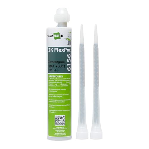 Fliesenfest 6156 Zweikomponenten-Flexpox-Epoxid-Dichtstoff 250ml Zementgrau RAL7031 Schimmelresistent Flexibel Abdichtung Fliesenfest 6156 Zweikomponenten-Flexpox-Epoxid-Dichtstoff 250ml Zementgrau RAL7031 Schimmelresistent Flexibel Abdichtung von Tegelvast
