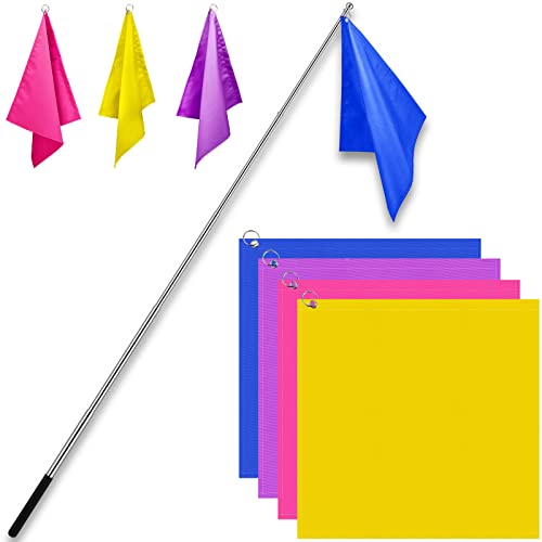 Reitsport-Flagge, 4 Stück, Reitsport-Trainingsausrüstung, Nylon-Flagge mit Fahnenmast (gelb, rosa, lila, dunkelblau) von Tegeme