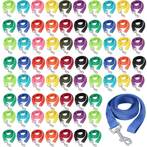 Tegeme Hundeleine, 48 Stück, für Tierheim, mehrfarbig, Welpen-Trainingsleine, aus Nylon, für kleine und mittelgroße Hunde, Beweglichkeit, Hof, Camping, Spielen im Garten von Tegeme