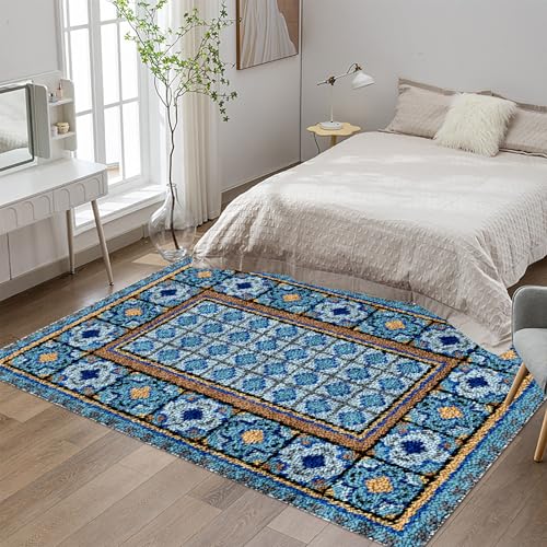 110x140 cm Knüpfteppich Zum Selber Knüpfen Großer, Knüpfen Set, Teppich Knüpfen Set Erwachsene, Knüpfset Latch Hook Kit Handarbeiten Anfänger Teppich Making Kit zum Selber Knüpfen Teppiche von Tehocwiz