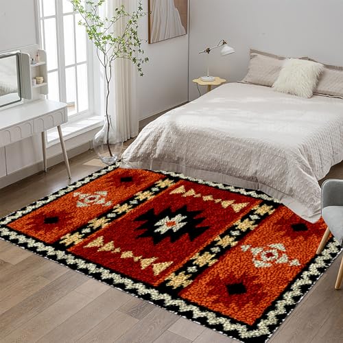 Knüpfteppich Zum Selber Knüpfen, Großer Teppich Knüpfen Set Erwachsene 140x180 cm Knüpfset Latch Hook Kit Handarbeiten, Anfänger Teppich Making Kit zum Selber Knüpfen Teppiche von Tehocwiz