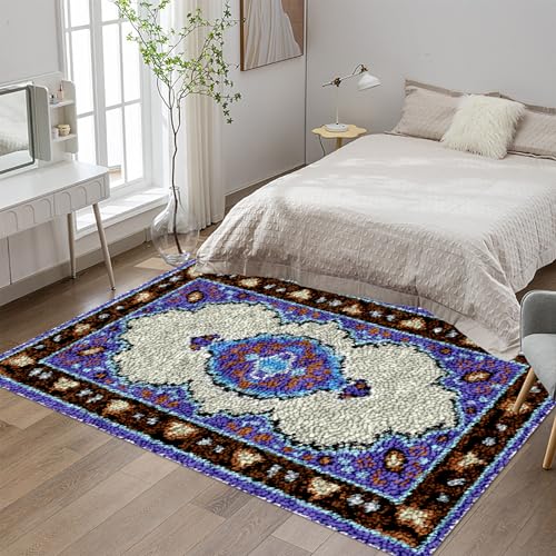Knüpfteppich Zum Selber Knüpfen, Großer Teppich Knüpfen Set Erwachsene 69 x102 cm Knüpfset Latch Hook Kit Handarbeiten, Anfänger Teppich Making Kit zum Selber Knüpfen Teppiche von Tehocwiz