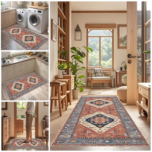 Rutschfeste Maschinenwaschbare Fußmatte flurteppich läufer 70 x 140 cm lang Flurteppich Wohnzimmer Teppich Küchenteppich Läufer Schmutzfangmatte Innen für Eingang Küche Schlafzimmer Wohnzimmer von Tehocwiz