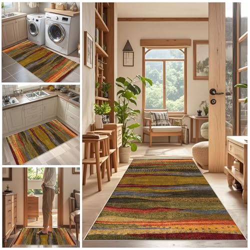 Rutschfeste Maschinenwaschbare Fußmatte flurteppich läufer 80 x 180 cm lang Flurteppich Wohnzimmer Teppich Küchenteppich Läufer Schmutzfangmatte Innen für Eingang Küche Schlafzimmer Wohnzimmer von Tehocwiz
