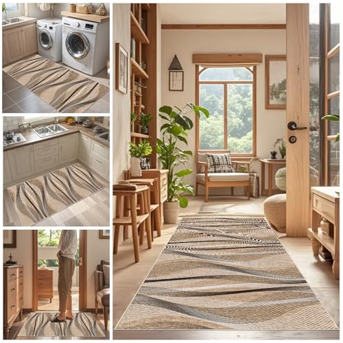 Rutschfeste Maschinenwaschbare Fußmatte flurteppich läufer 80 x 180 cm lang Flurteppich Wohnzimmer Teppich Küchenteppich Läufer Schmutzfangmatte Innen für Eingang Küche Schlafzimmer Wohnzimmer von Tehocwiz