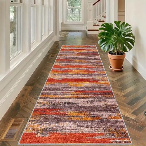 Teppich Läufer Flur Waschbar, Küchenteppich rutschfest, Langer Korridor Teppich, Flurläufer Modern Teppichläufer, Teppich Läufer für Flur, Küche, Wohnzimmer, Eingang 110 x 450 cm von Tehocwiz