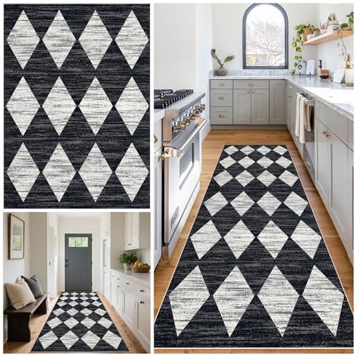 Teppich Läufer Flur Waschbar, rutschfest Küchenteppich, Lang Teppichläufer, Moderne Korridor Teppich, Meterware schmutzfangmatte für fußmatte Eingang Schlafzimmer Wohnzimmer 40 x 200 cm von Tehocwiz