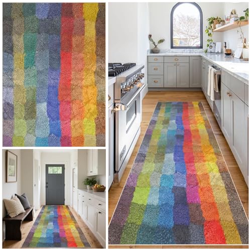 Teppich Läufer Flur Waschbar, rutschfest Küchenteppich, Lang Teppichläufer, Moderne Korridor Teppich, Meterware schmutzfangmatte für fußmatte Eingang Schlafzimmer Wohnzimmer 50 x 180 cm von Tehocwiz