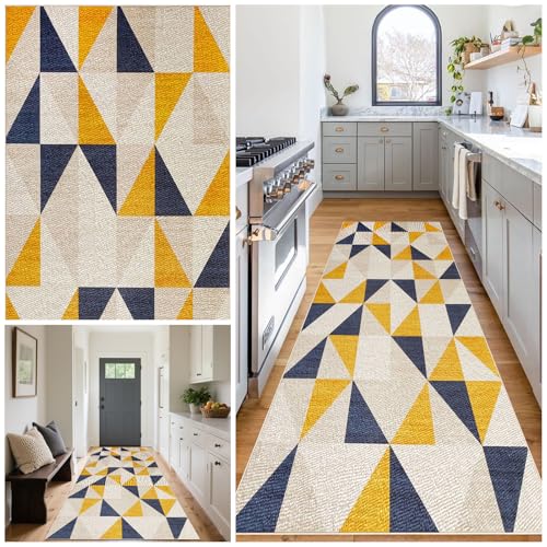 Teppich Läufer Flur Waschbar, rutschfest Küchenteppich, Lang Teppichläufer, Moderne Korridor Teppich, Meterware schmutzfangmatte für fußmatte Eingang Schlafzimmer Wohnzimmer 50 x 280 cm von Tehocwiz