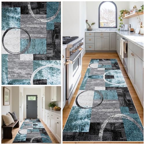 Teppich Läufer Flur Waschbar, rutschfest Küchenteppich, Lang Teppichläufer, Moderne Korridor Teppich, Meterware schmutzfangmatte für fußmatte Eingang Schlafzimmer Wohnzimmer 50 x 400 cm von Tehocwiz