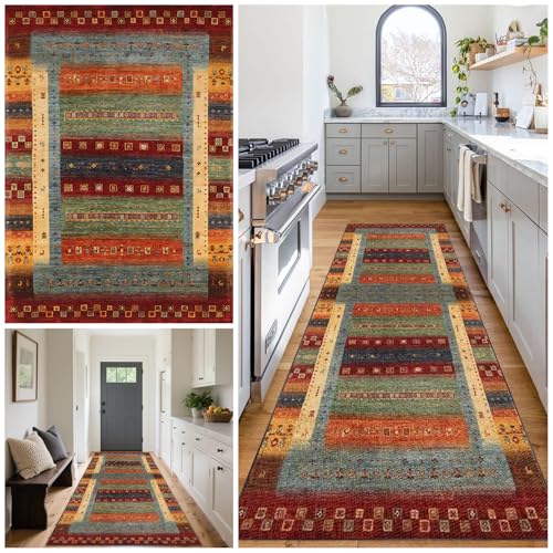 Teppich Läufer Flur Waschbar, rutschfest Küchenteppich, Lang Teppichläufer, Moderne Korridor Teppich, Meterware schmutzfangmatte für fußmatte Eingang Schlafzimmer Wohnzimmer 60 x 450 cm von Tehocwiz