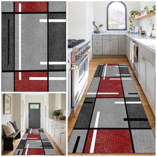 Teppich Läufer Flur Waschbar, rutschfest Küchenteppich, Lang Teppichläufer, Moderne Korridor Teppich, Meterware schmutzfangmatte für fußmatte Eingang Schlafzimmer Wohnzimmer 70 x 220 cm von Tehocwiz