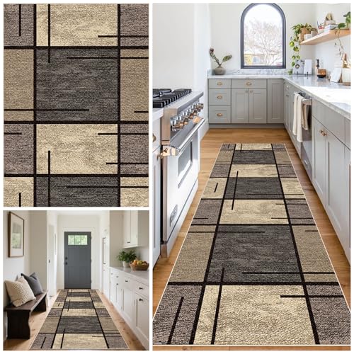 Teppich Läufer Flur Waschbar, rutschfest Küchenteppich, Lang Teppichläufer, Moderne Korridor Teppich, Meterware schmutzfangmatte für fußmatte Eingang Schlafzimmer Wohnzimmer 80 x 220 cm von Tehocwiz
