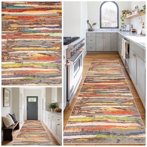 Teppich Läufer Flur Waschbar, rutschfest Küchenteppich, Lang Teppichläufer, Moderne Korridor Teppich, Meterware schmutzfangmatte für fußmatte Eingang Schlafzimmer Wohnzimmer 90 x 280 cm von Tehocwiz
