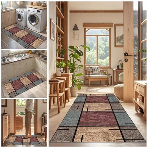 Teppich Läufer Lang Flur Küche rutschfest waschbar Teppichmatten Modern Küchenläufer Meterware Esszimmer Schlafzimmer Wohnzimmer Türmatte Teppichläufer Küchenteppich 60 x 140 cm von Tehocwiz