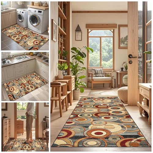 Teppich Läufer Lang Flur Küche rutschfest waschbar Teppichmatten Modern Küchenläufer Meterware Esszimmer Schlafzimmer Wohnzimmer Türmatte Teppichläufer Küchenteppich 70 x 90 cm von Tehocwiz