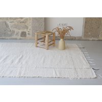 Großer Cremefarbener Teppich, Schlafzimmerteppich, Wohnzimmerteppich, Boho-Teppich, Flächenteppich, Kinderzimmerteppich, Rustikaler Salonteppich von TeiaAtelier