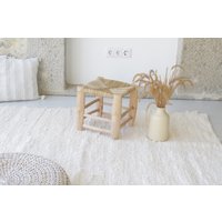 Großer Handgewebter Cremefarbener Teppich 180x250 cm, Flächenteppich, Teppich, Wohnzimmerteppich, Boho-Dekoration, Kinderteppich, Bio-Baumwollteppich von TeiaAtelier