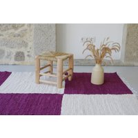 Großer Teppich in Ecru Und Lila, Cremefarbener Teppich, Baumwollteppich, Wohnzimmerteppich, Schlafzimmerteppich, Kinderteppich, Karierter Karoteppich Großer Teppich in Ecru Und Lila, Cremefarbener Teppich, Baumwollteppich, Wohnzimmerteppich, Schlafzimmerteppich, Kinderteppich, Karierter Karoteppich von TeiaAtelier