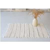 Kleiner Handgewebter Cremefarbener Teppich, Schlafzimmerteppich Aus Baumwolle, Bohème-Dekor, Küchenteppich, Kinderzimmerteppich, Waschbarer Teppich Kleiner Handgewebter Cremefarbener Teppich, Schlafzimmerteppich Aus Baumwolle, Bohème-Dekor, Küchenteppich, Kinderzimmerteppich, Waschbarer Teppich von TeiaAtelier