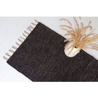 Läuferteppich Braun 200 cm, Flurteppich, Küchenteppich, Badezimmerteppich, Brauner Baumwollteppich, Läufer-Teppich, Ledertapis von TeiaAtelier