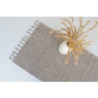 Läuferteppich Hellbraun 200 cm, Flurteppich, Küchenteppich, Badezimmerteppich, Baumwollteppich, Brauner Teppich, Läufer, Braune Teppiche von TeiaAtelier