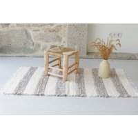 Mittelgroßer Cremefarbener Und Brauner Teppich, Badezimmerteppich, Schlafzimmerteppich, Gestreifter Küchenteppich, Boho-Teppich, Neutraler von TeiaAtelier