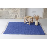 Mittelgroßer Kobaltblauer Teppich 100x150 cm Schlafzimmerteppich, Kinderteppich, Königsblauer Teppich, Boho-Teppich, Maschinenwaschbarer Blauer von TeiaAtelier